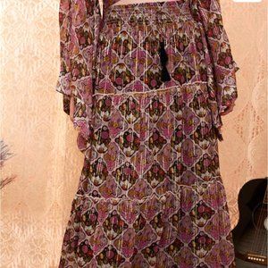 NWT Hippie Shake Gold Dust Woman Floral Tile Lurex Maxi SKIRT UK Size 10--12